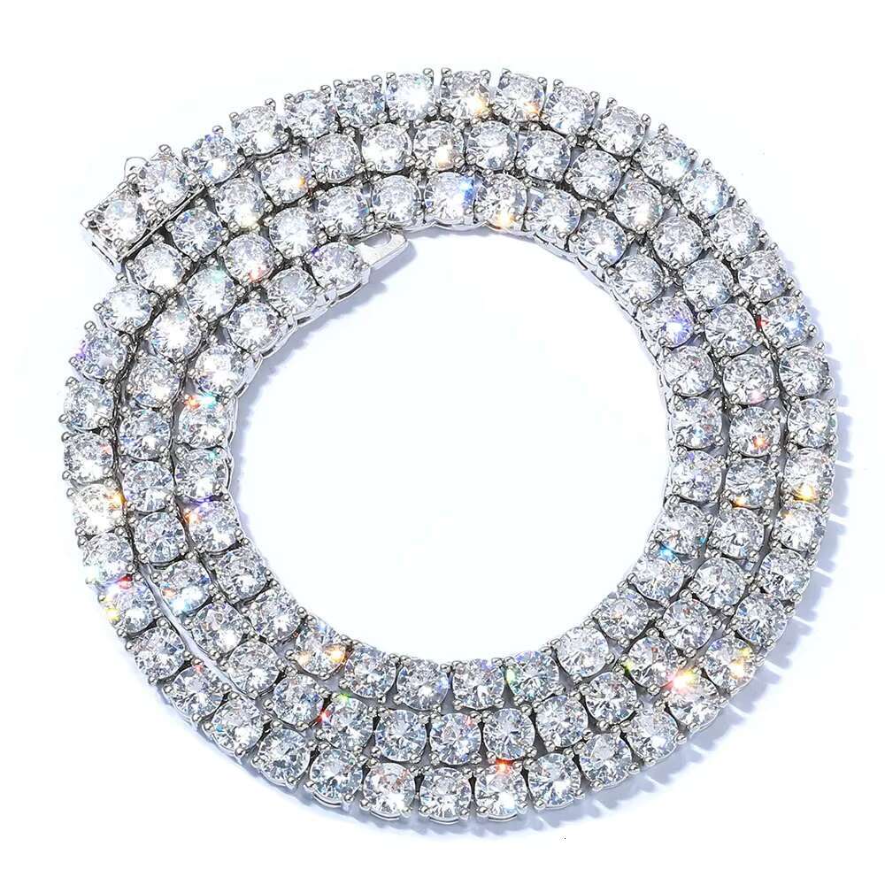 Hip Hop Trendy Men Necklace Spring Clasp Tennis Chain 925 Silver Moissanite Brand Personality