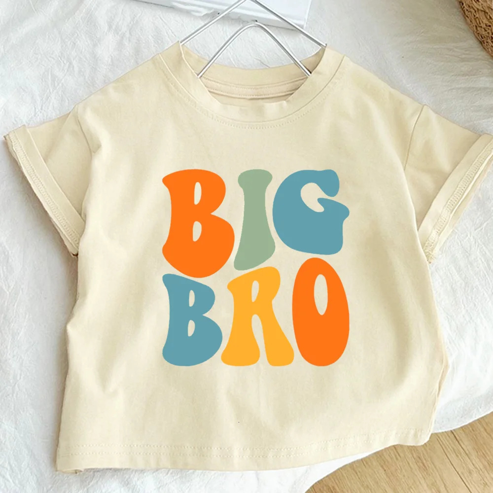Big Bro Sis Little Bro Sis Printed Family Matching T-shirt Boys Girls Sibling Clothes Kids Tops Outfit Children Retro Tee Shirts 250515