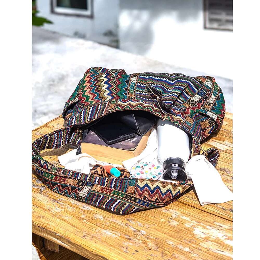 Annmouler 2022 Women Designer Shoulder Vintage Crossbody Large Capacity Handbag Pockets Hobo Fabric Messenger Bag