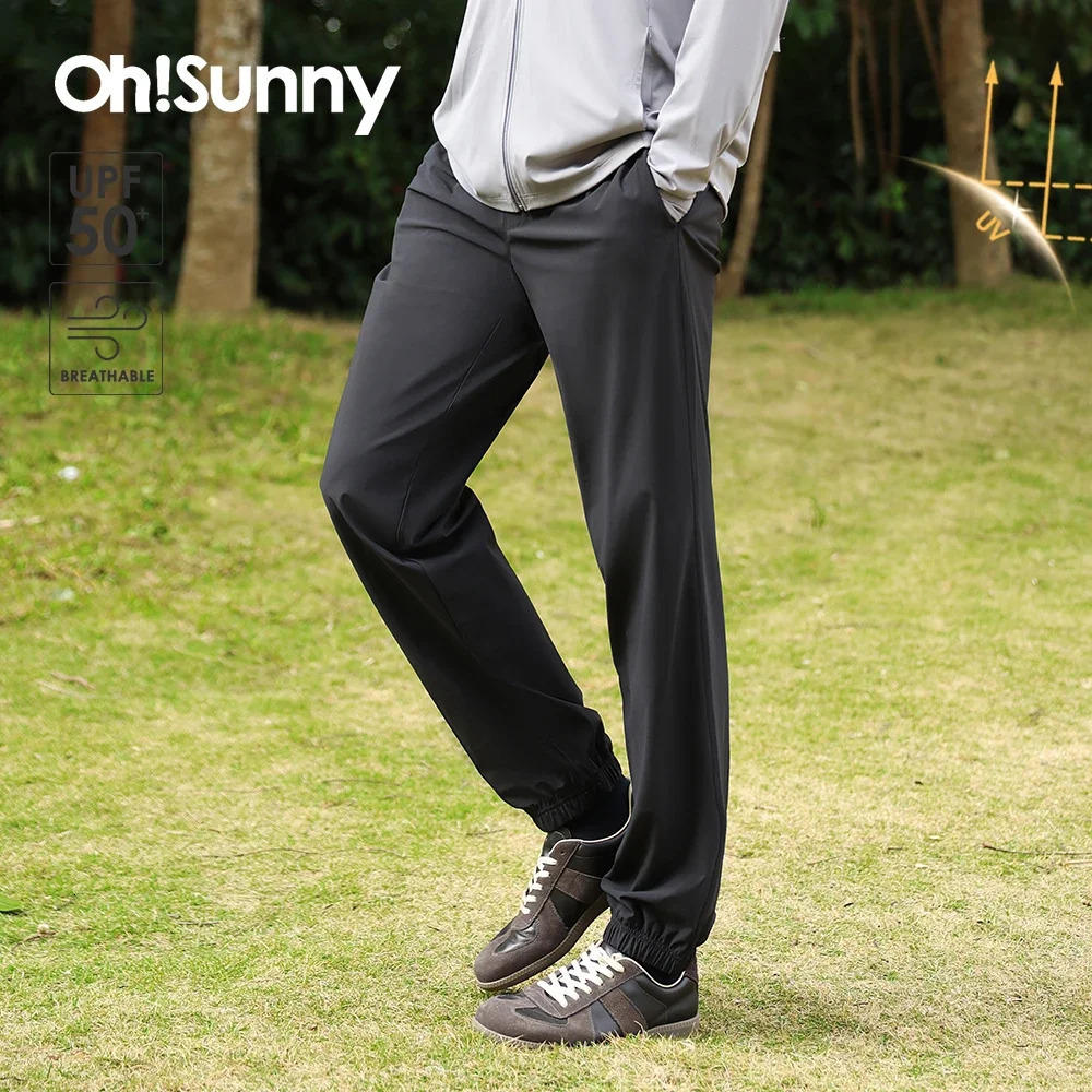OhSunny Mens Sports Pants Spring and Summer Casual Britches Elastic Cool Feeling Trousers AntiUV UPF50 for Outdoor 250515