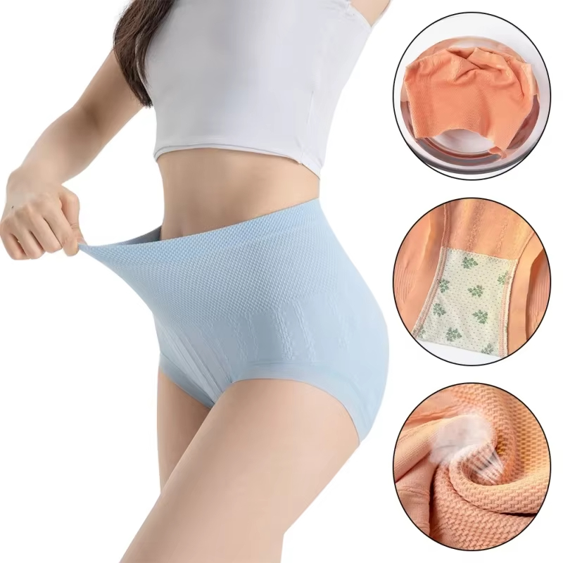 High-Waist Cotton Underwear Elastic Slimming Underpants Comfortable Breathable Plus Size Underpants Breathable Women's Seamless Triangle Waist Sh