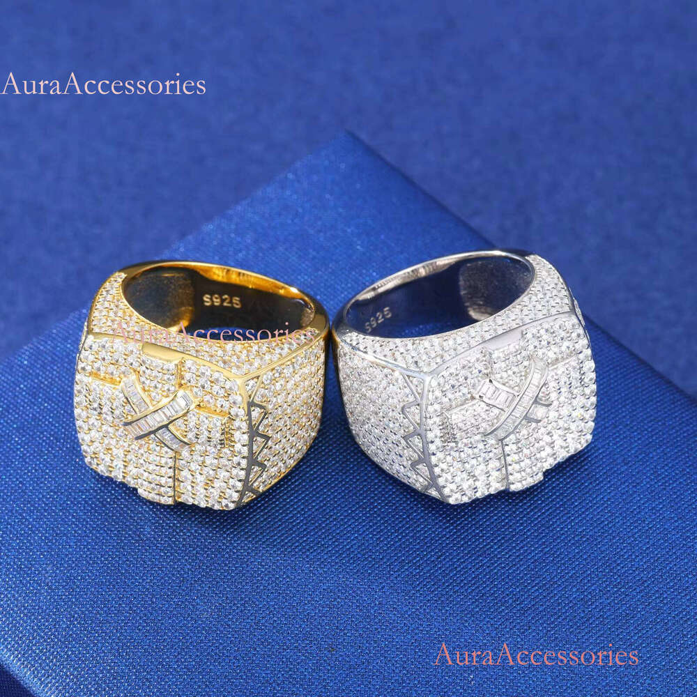 Pass Dia Tester VVS Moissanite Jewelry Hip Hop Custom Sterling Sier Iced Out Cross Ring For Men