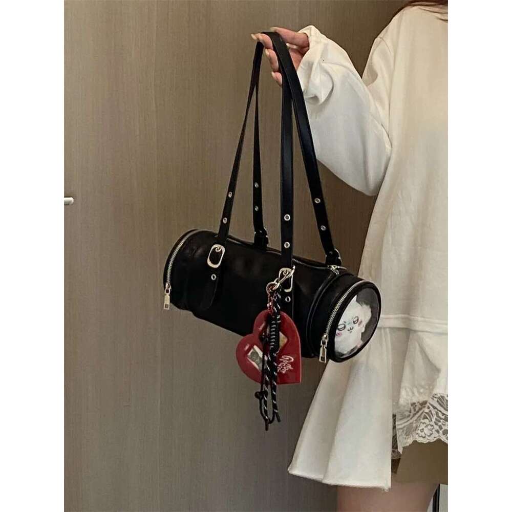 Barrel-Shaped Ita Bolsos Mujer PU Transparent Hand Bag Ladies Spice Girl Sac Femme Korean Shoulder Bags For Women Pillow Bolsas