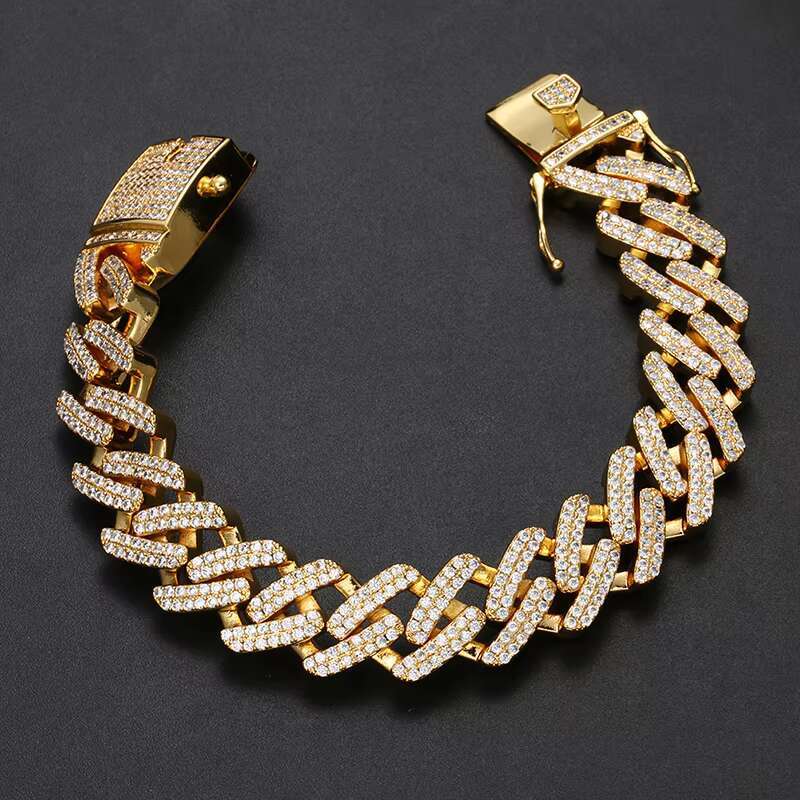 High Quality Custom Wholesale 14 mm Iced Out Cuban Link Chain Bracelet for Men Women