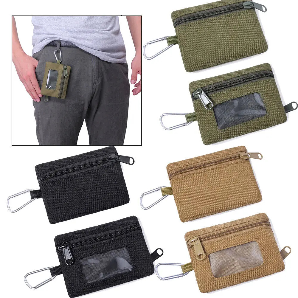 Mini Portable Key Card Case EDC Pouch Bag Purse Hiking Waist Packs for Outdoor Zipper Waterproof Hook Wallet 250515