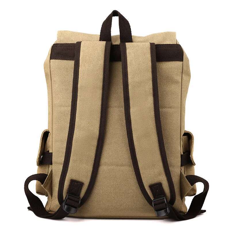 Retro canvas computer backpack, large capacity, casual simple, high school and college backpack