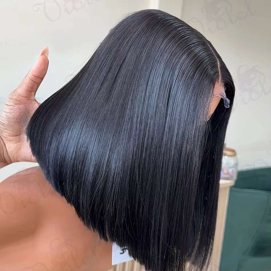 BOB Human Straight 200% Density 13x4 HD Transparent Frontal Wigs Bob Hair Lace Front Wig For Women
