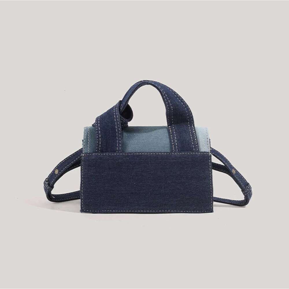 Jiomay-Fashion Blue Color Block Denim Square Shoulder Bag High Quality Buckle Personalized Unique Design Crossboby Women's Bags