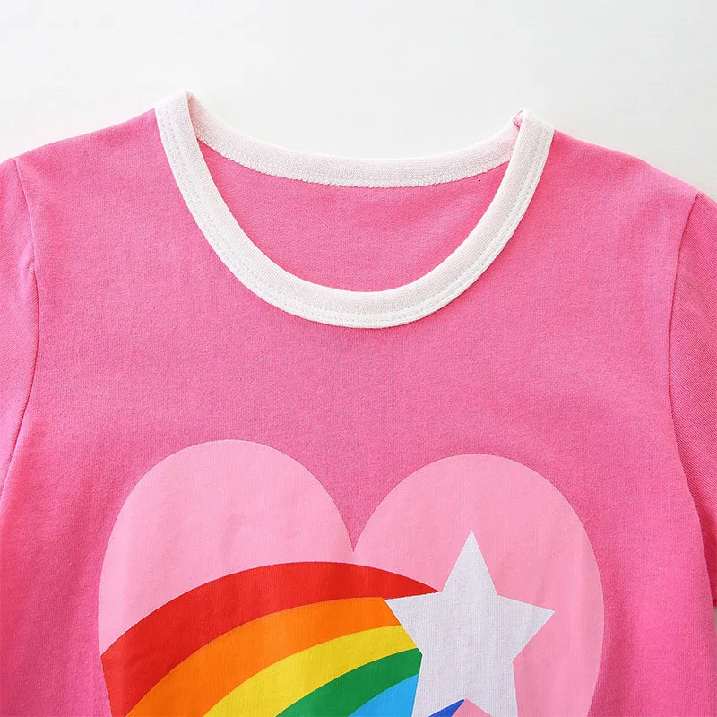Little maven Kids Clothes Tops Korean Teenagers Baby Girls Blouses T-shirt Cartoon Hearts Rainbow Cotton Tops Chidlren 250515