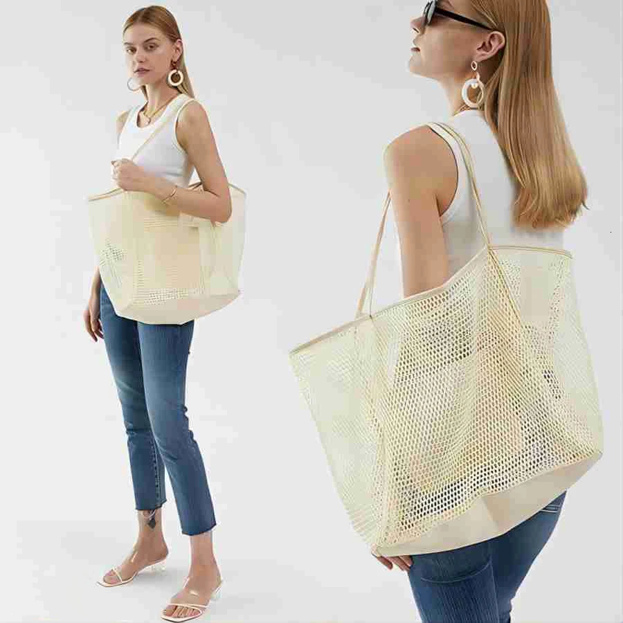 Large Capacity Ladies Beach Bag hollow mesh beach bag outdoor travel single shoulder hand bag 250515