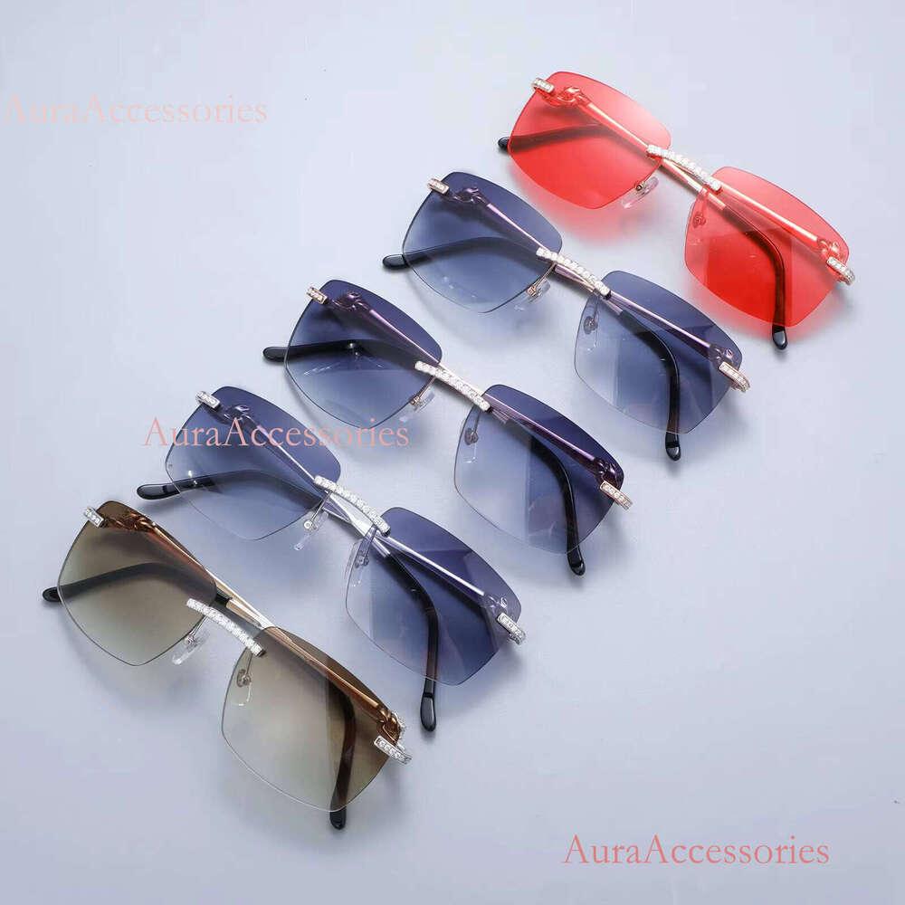 Pass Tester Glasses Stainless Steel Handmade Setting VVS Moissanite Dia Iced Out Sunglasses for Men Women