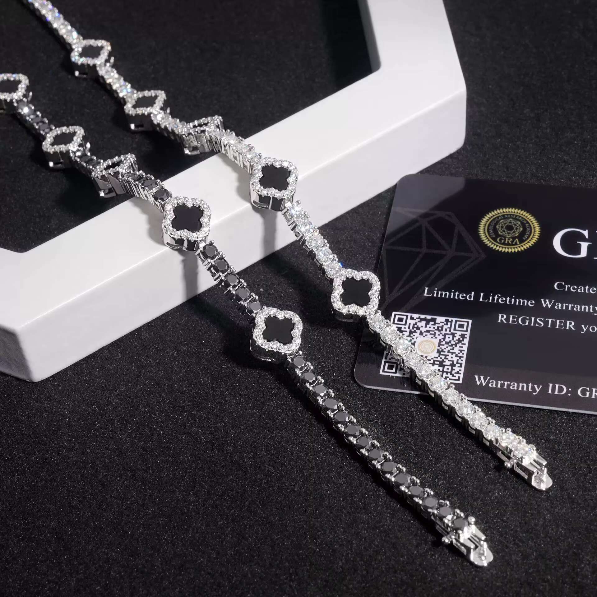XG Fine Jewelry Lucky Clover Bracelet S925 Silver Gold Plated VVS Moissanite Cuban Bracelet with GRA Certificate