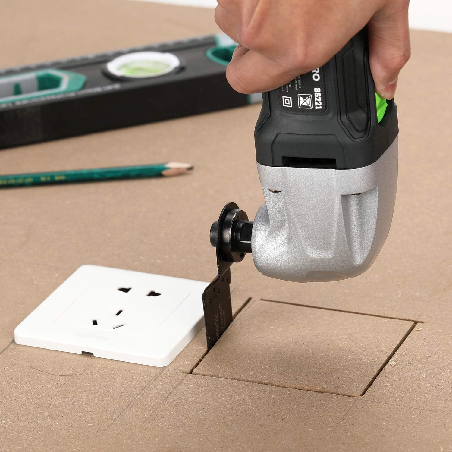 GALAX PRO 180W Oscillating Multifunction Tool 22000 OPM 3 Degree Vibration Angle with 3 Saw Blades 1 Semi-Circular Saw Blade Sanding Disc 6 Sanding Pa