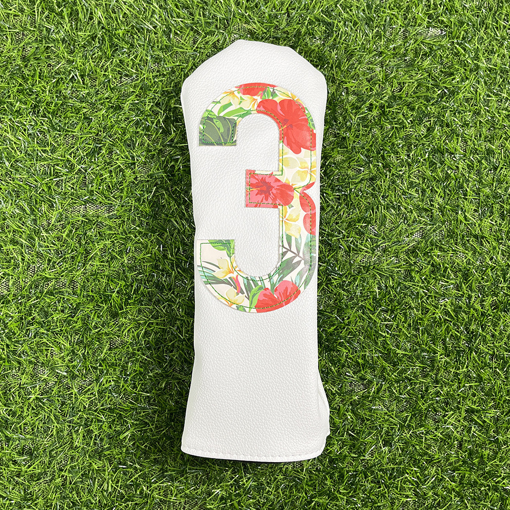 GGolf Headcovers Summer Fashion Head Cover High Qaulity Driver Wood Cover Set White Premium Leather Driver Fairway Hybrid Golf Wo 240619