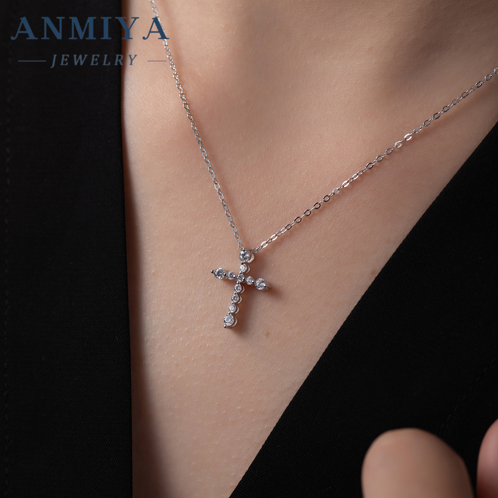 Custom 18k Gold Plated Rhodium Cubic Zirconia Cross Necklace Chain Pendant Unisex