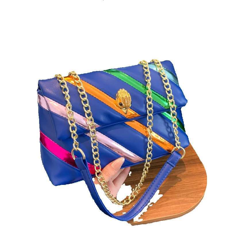 Top brand high-quality new free designer bag for summer new women's spliced color bar chain shoulder crossbody bag