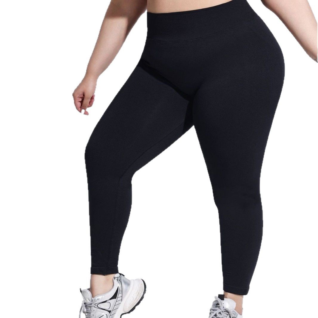 Plus Size Solid Color Yoga Pants High Waist Non-slip Sports Trousers Running Fitness Leggings Trousers