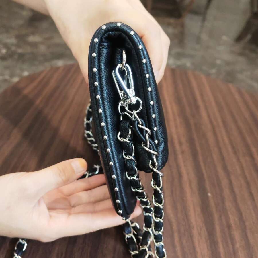 Women Chain Crossbody Design Pu Leather Lady Shoulder Purse Large Capacity Classic Black Fold Envelope Bag