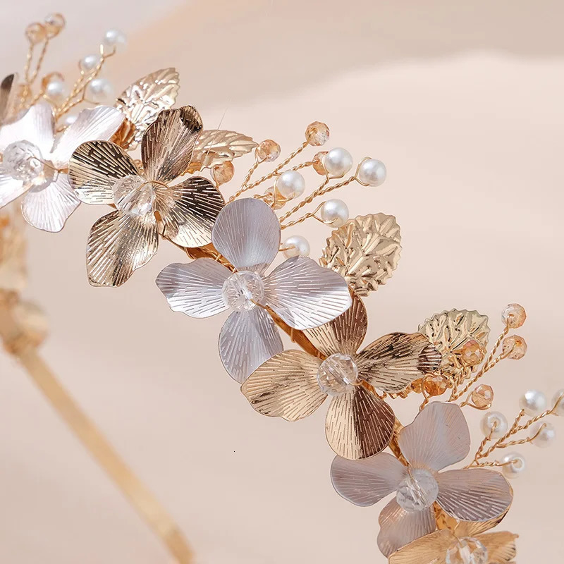 Alloy Flower And Leaf Hair Bands Handmade Bridal Head Bands Bride Wedding Prom Birthday Party Mori Headpieces 250509
