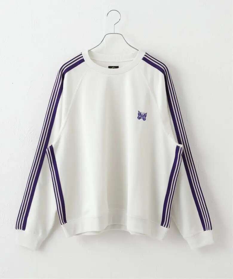 2025 Fashion Needles Track Butterfly Embroidery Japanese Tide Casual Long-Sleeved Men And Women Pullover Round Neck Sweater