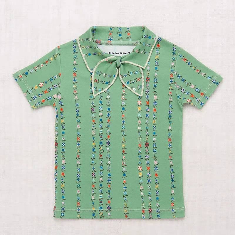 Girls T Shirts 25ss MP Toddler Baby Girls Clothes Cute Lace Collar Short Sleeve T Shirts Kids Clothes 250515