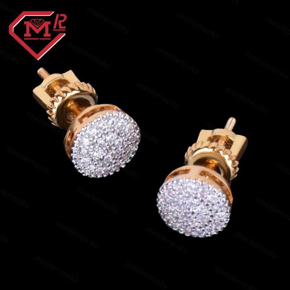 Pure sier round VVS Moissanite chilled men's hip-hop earrings