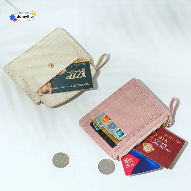 Women Slim Business Holder Men Mini Wallets Zipper Card Money Holders Vintage Short Wallet Female Thin Small Purse ddmythur
