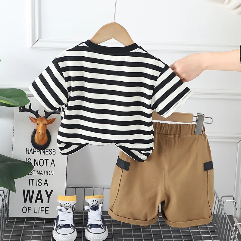 Baby Boys Clothes Suit Summer Children Fashion Striped T-Shirt Shorts 2Pcs/Sets Toddler Casual Costume Kids Tracksuits 250515