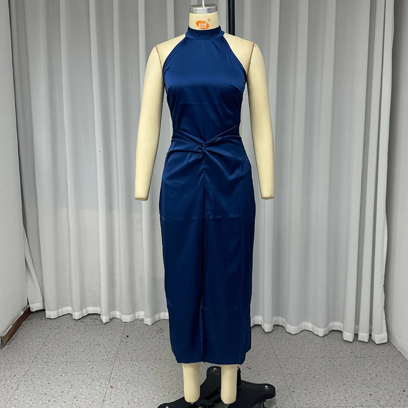 Wefads 2 Piece Set Women Summer Elegant Fashion Solid Round Neck Sleeveless Top A Line Twisted Pleated Slit Slim Long Skirts 250515