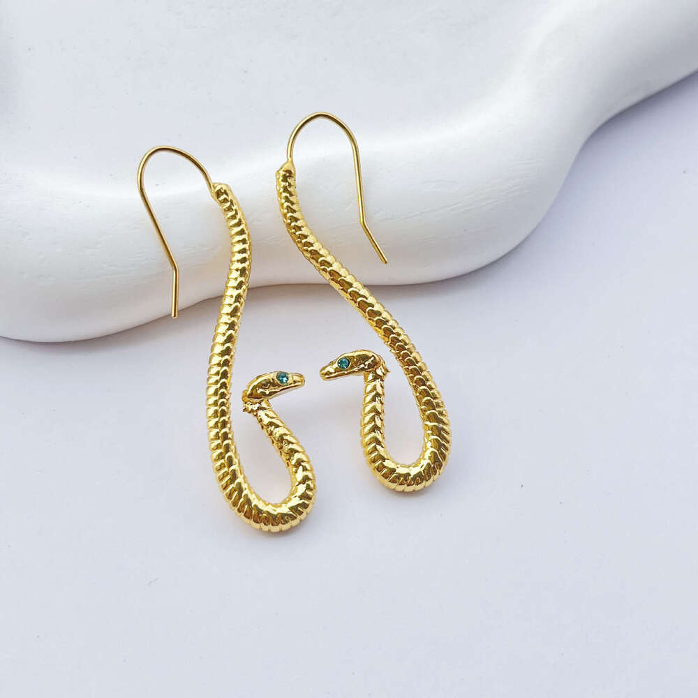 Personalized exaggerated earrings, king cobra design, electroplated gold female ear hook, zodiac gift