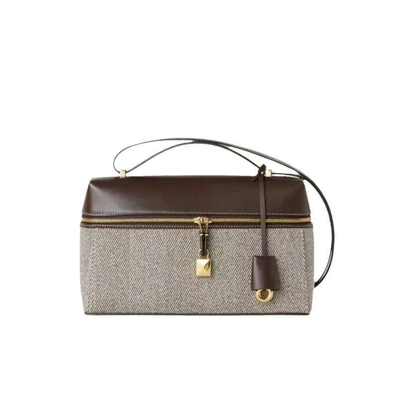 New canvas patchwork lunch box European and American fashion single shoulder crossbody women's bag, armpit bag