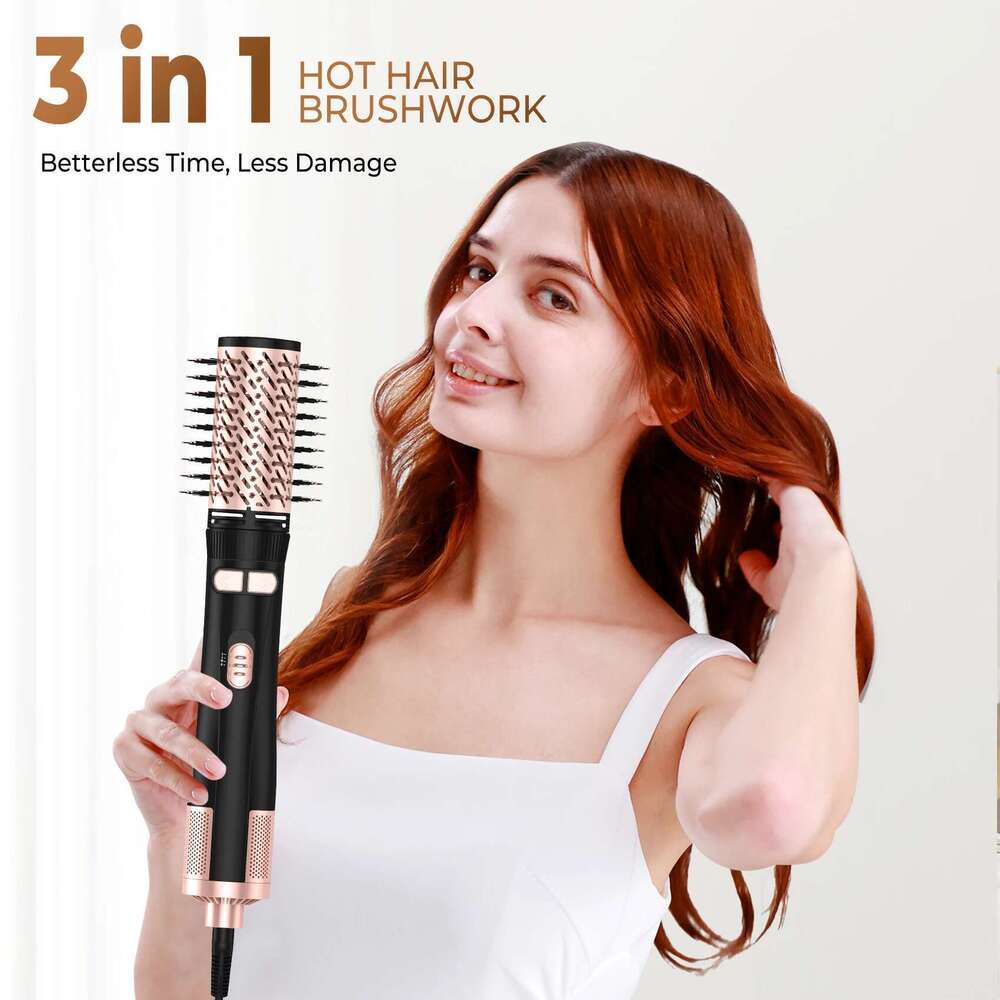 Hair 5 in 1 Blow Dryer Spinning Curling with 2 Rotating Brushes (1.5" & 2") Hot Air Brush Style