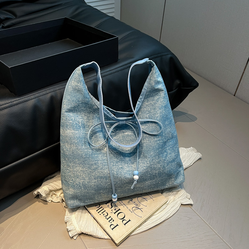 Korean Denim Armpit New Luxury Bag Free Delivery Designer Bag Women's 2025 New Spring/summer Fashion College Style Tote Large Capacity Shoulder B