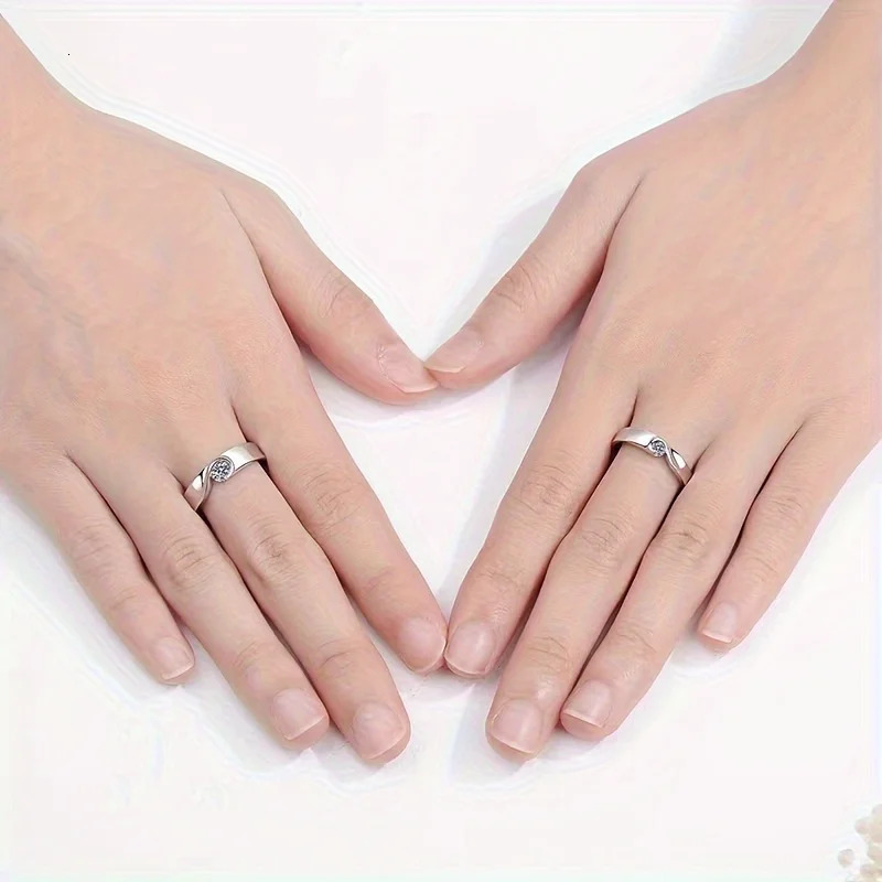 1pc S925 Silver With 4mm/5mm Heart Couple Rings | Gemstone Jewelry | Gifts For Him | Gifts For Her | Birthday | Weddi 250515