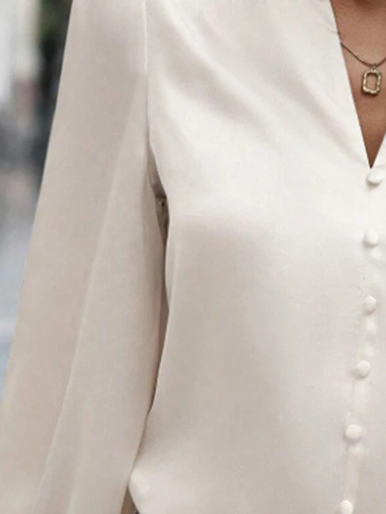 VNeck Button LongSleeved Light and Mature Comfortable Fashionable Casual Womens Shirt 250515