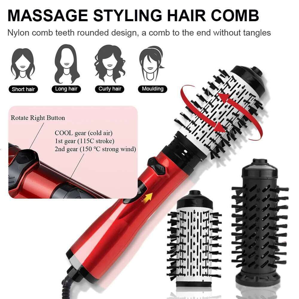 3 in 1 Negative Ion Straight Rotatable Curler Electric Blow Dryer Curling Brush Hair Styling Tool