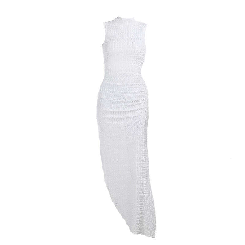 YJ24116 Summer 2024 New Style Fashion Tank Top Texture Open Back Split Tight Dress for Women