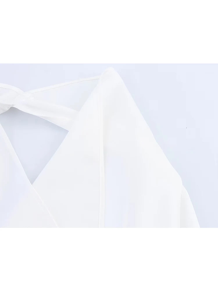 TFMLN Elegant Womens Halter Tops White Vneck Backless Fashion Lady Summer Casual Sleeveless Streetwear 250515