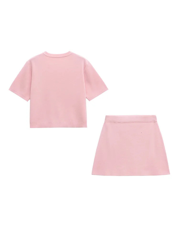 TRZA Womens Fashion Soft Buttoned Knit Cardigan Sweater with High Elastic Waist Skirt TwoPiece Set Female Casual Outfit 250515