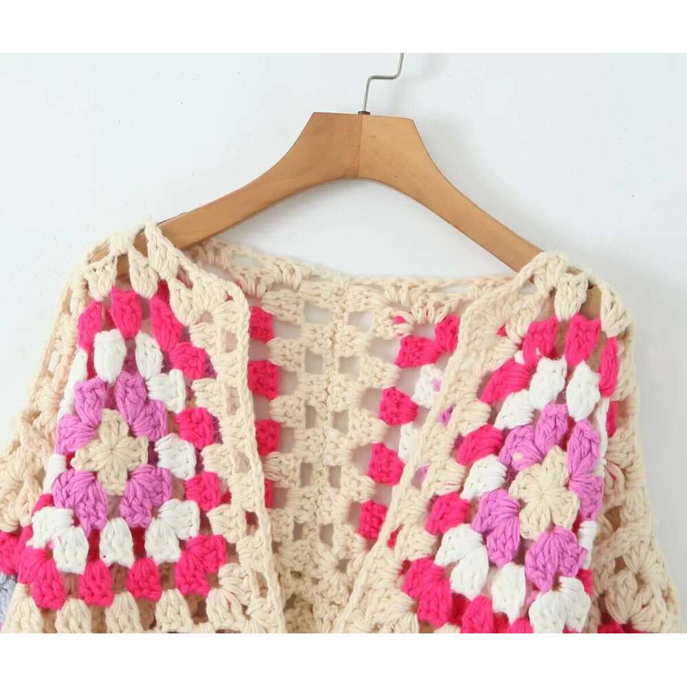 Handmade Crochet Hollow Out Sweater Robe For Women Cardigan Long Sleeve V Neck Oversized Autumn Winter Sweaters Pull Jumper Boho Designer