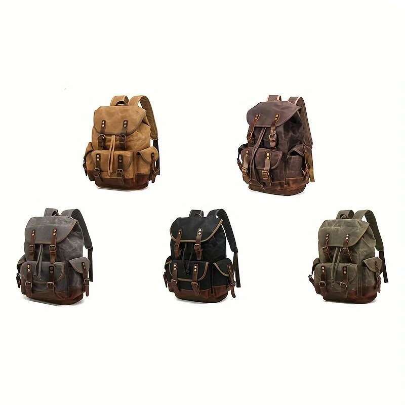 Vintage Men's and women's backpacks Outdoor sports bag waxed canvas waterproof travel computer backpack
