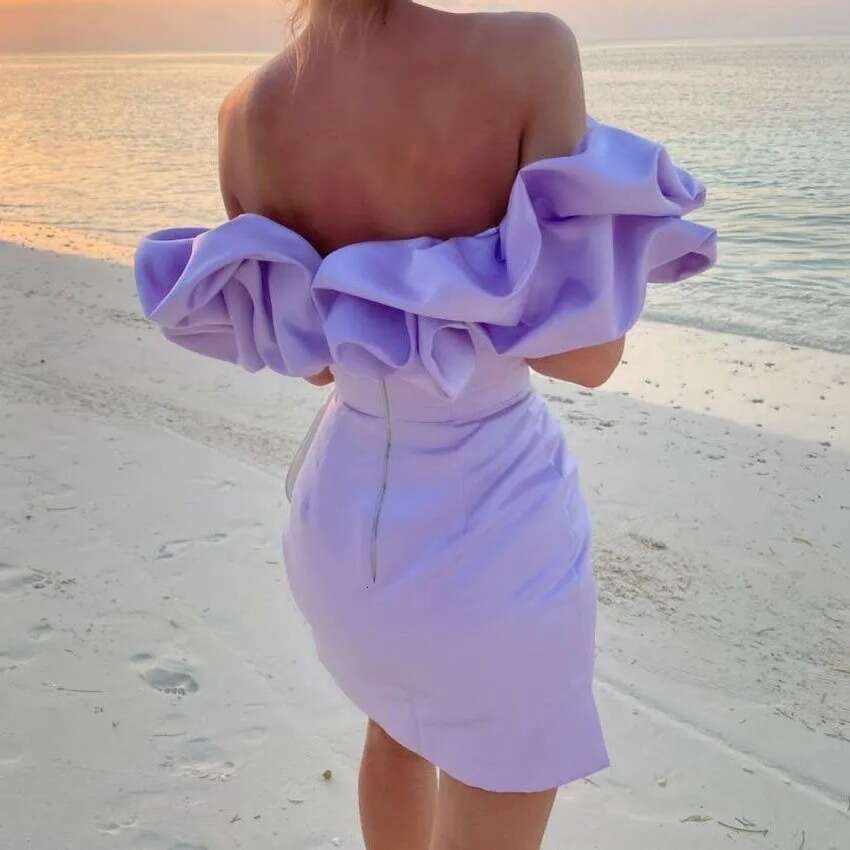 White Dress Maxi Dress 2024 Summer Celebrity Women's With Ruffle Edge Sexy Oblique Shoulder High End Elegance Dress KQ