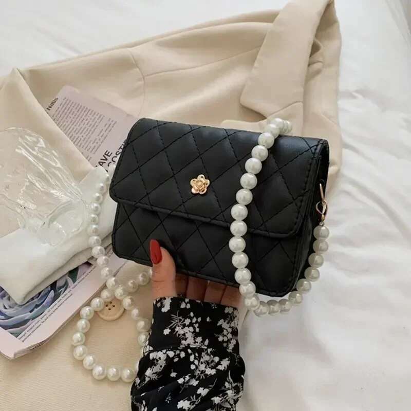 Plaid Chain Classic Bag Fashion PU Leather Shoulder Bags Women Trendy All-Match Crossbody Handbag Korean Style Mini Pouch