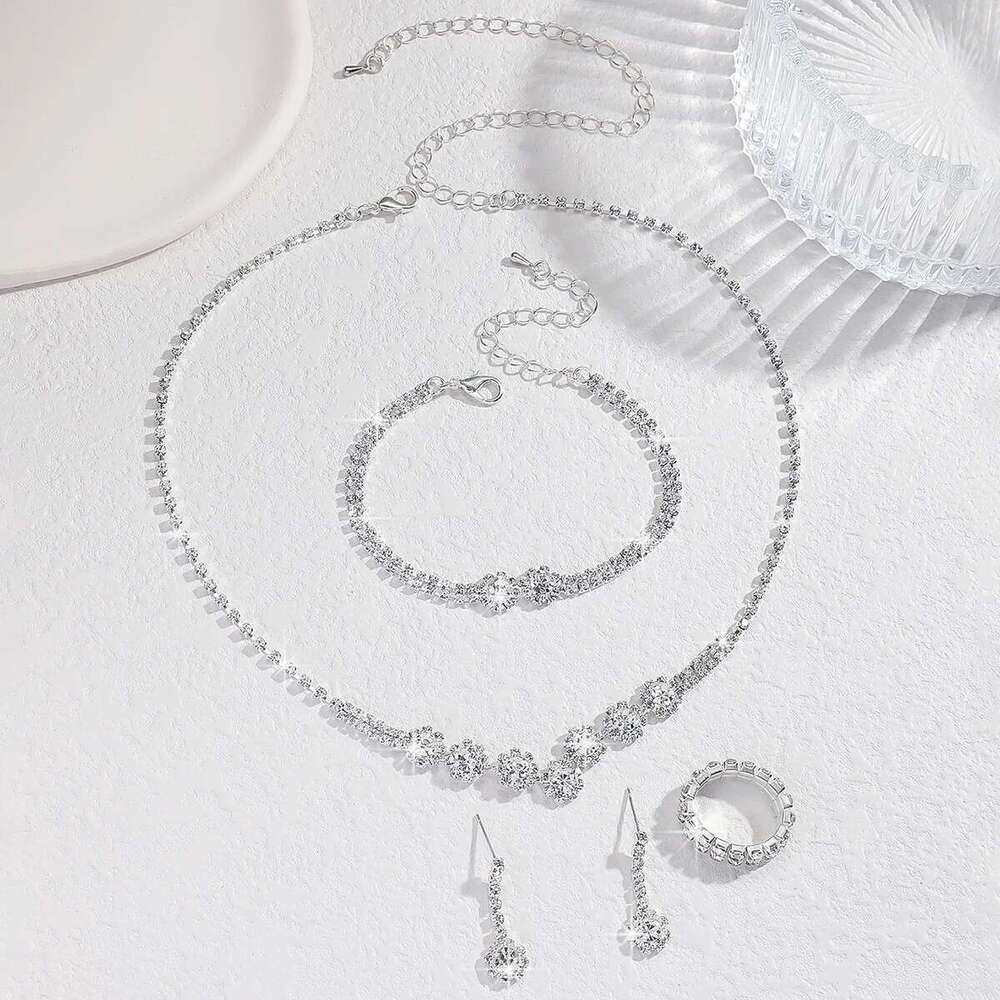 Women's Trendy Copper Claw Chain Cone Necklace Earrings Bracelet Ring Jewelry Set Wedding Banquet Party Holiday Gift