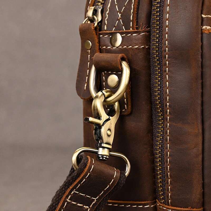 Vintage Crazy Horse Leather Briefcases Daily Office Fit 9.7" Ipad Men Cover Messenger Bags Men's Shoulder Bag Handbag