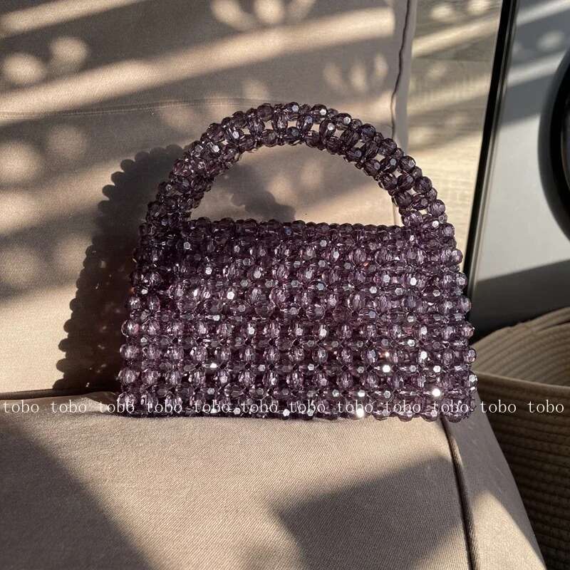 Customized Bead Green Hand-Woven Celebrity Unique Design Ladies Party Bag Top-Handle Purses And Handbags