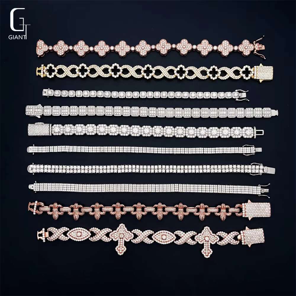 Sier VVS Moissanite Dia Bracelet New Arrival Hip Hop Style Jewelry Custom Iced Out Cross Infinity Cuban Link Chain