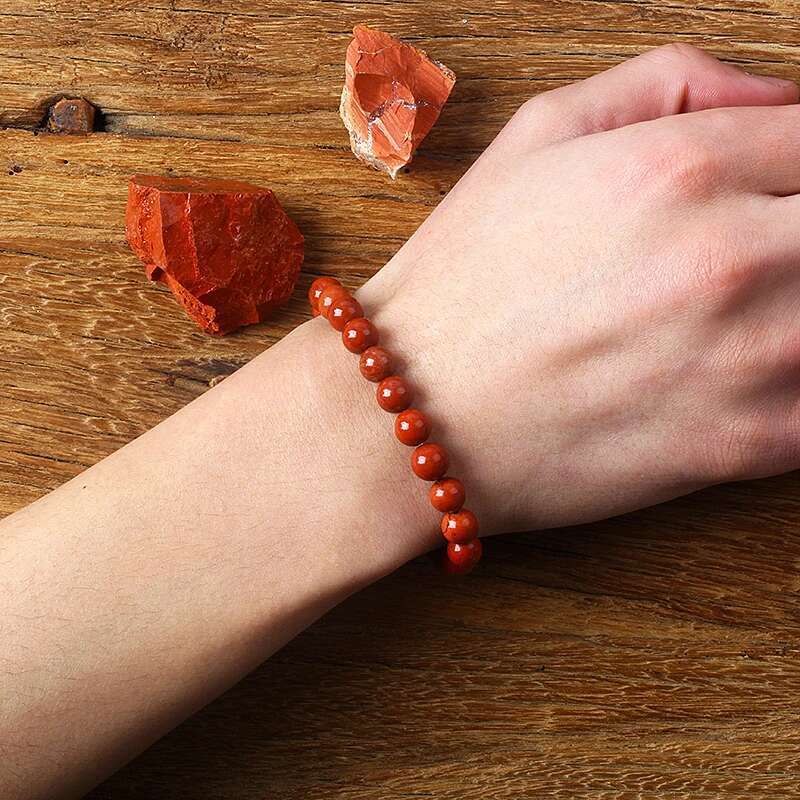 5A Genuine Red Jasper Beaded Women Men Natural Stone Prayer Rosary Bracelets Yoga Meditation Jewelry Gift
