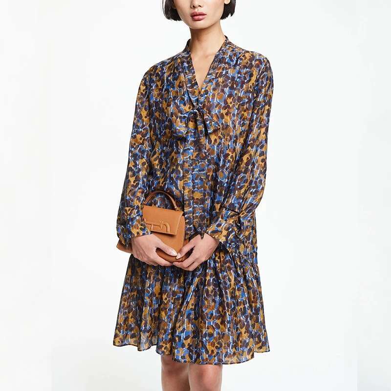 Women's New Popular Fashion Party Long Sleeved Shirt Female Layered Skirt Hem Design Leisure Office Ladies Dress