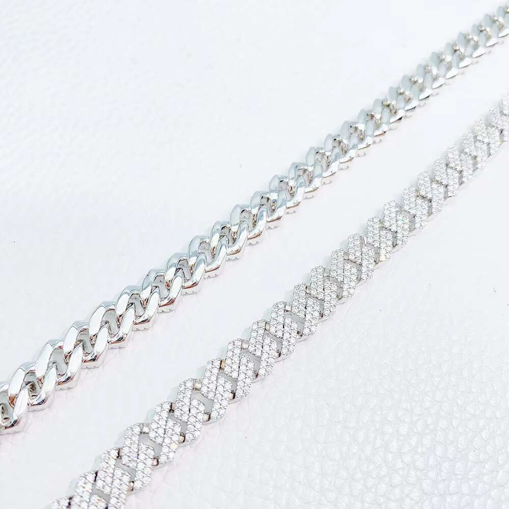 Trendy Cuban Chain Necklace Moissanite 8mm Diamond Iced Out Personalized Necklace 925 Sterling Silver